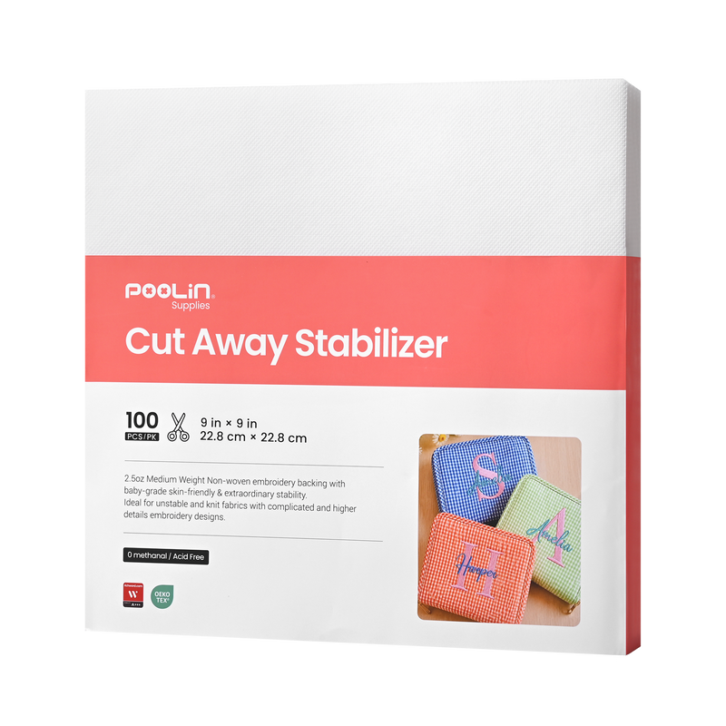 PooLin 2.5oz Cut-Away Embroidery Stabilizer – Strong Support, Softer Feel