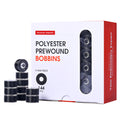 Poolin Prewound Bobbins , SizeA(Class15/SA156) , Plastic Sided , 75D Polyester Bobbin Thread , 144pcs , Richword Selected , for Single Needle Embroidery & Sewing Machines , Black