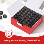 Prewound Embroidery Bobbins – Style A, 75D/2 (60WT), Black, Plastic Sides, 144 Pcs