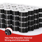 Prewound Embroidery Bobbins – Style L, 75D/2 (60WT), Black, Plastic Sides, 144 Pcs