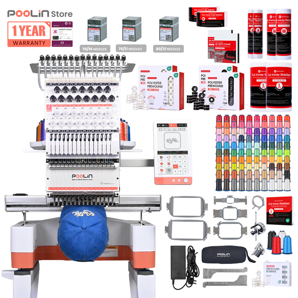 PooLin EOM Commercial Embroidery Machine 15-Needle Upgrade, Designed for Beginners