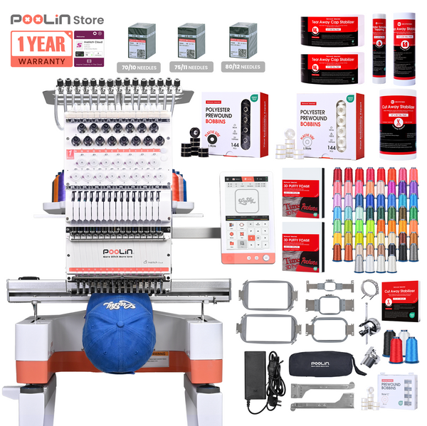 PooLin EOM Commercial Embroidery Machine 15-Needle Upgrade, Designed for Beginners