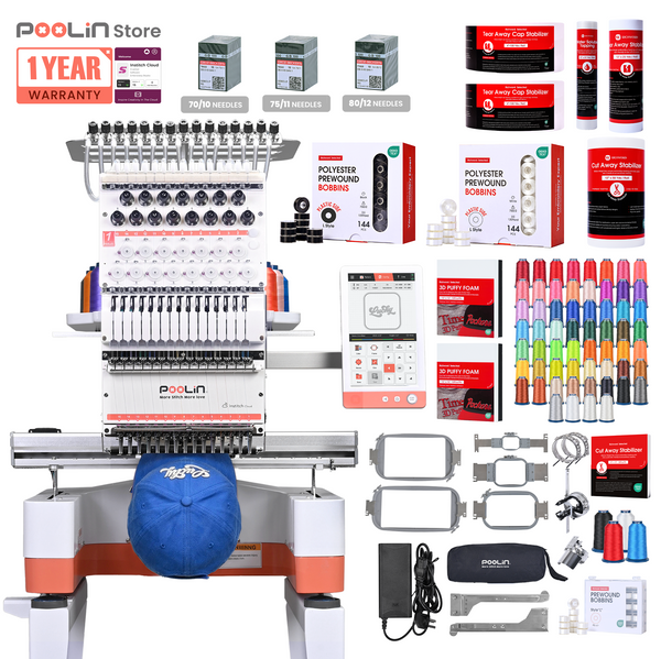 PooLin EOM Commercial Embroidery Machine 15-Needle Upgrade, Designed for Beginners