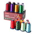 PooLin Christmas Embroidery Thread Set, 15 Colors, 4000m 108D/2 40WT Polyester Thread