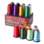 PooLin Christmas Embroidery Thread Set, 15 Colors, 4000m 108D/2 40WT Polyester Thread