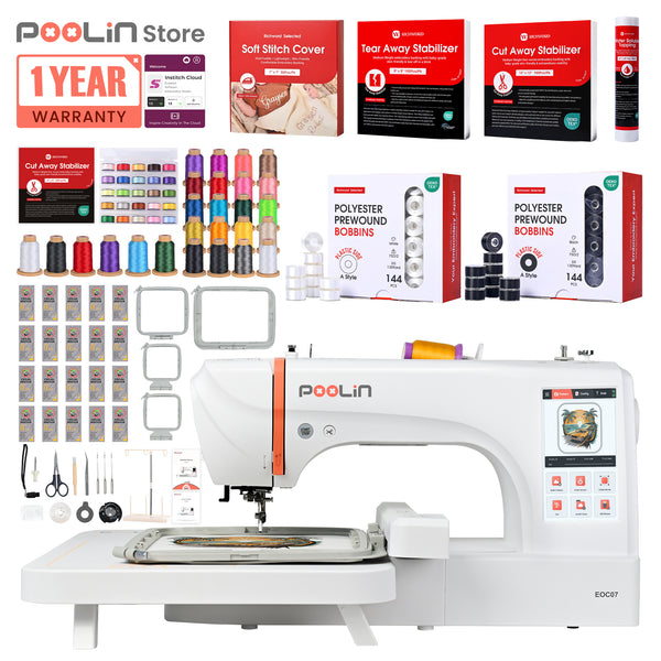 PooLin EOC07 7.9"x15" Embroidery Area Computerized Home Pro Embroidery Machine