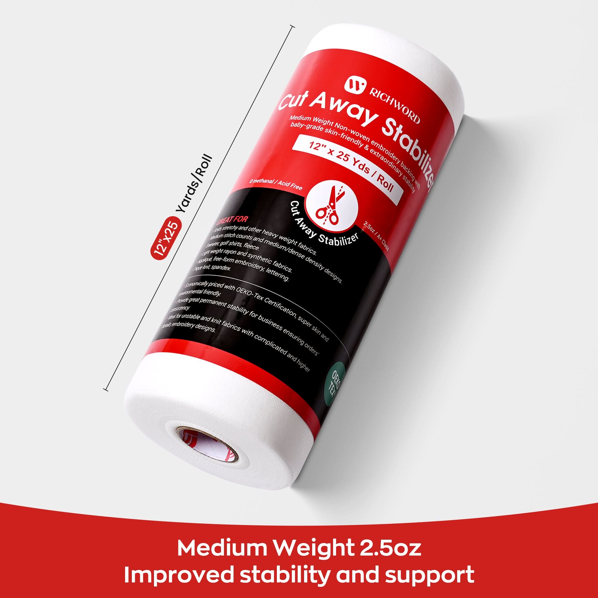 Cut Away Embroidery Machine Stabilizer Backing Roll Package 2.5oz 12in*25Yards*1pc