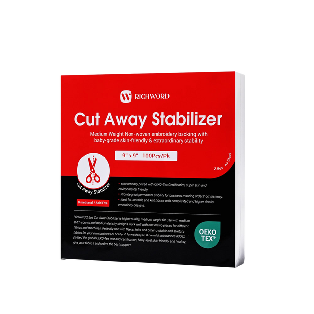 PooLin Cut Away Embroidery Stabilizer Backing Sheets 2.5oz 9in x 9in 100pcs