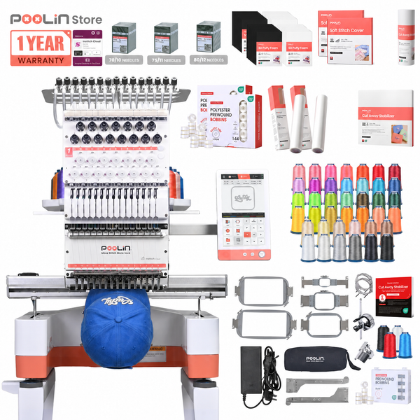 PooLin EOM Commercial Embroidery Machine 15-Needle Upgrade, Designed for Beginners