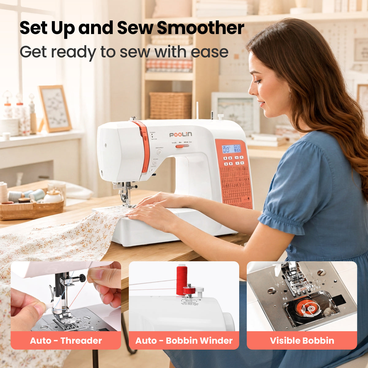 PooLin EOC02 Multi-Function Sewing Machine: More patterns and more sophisticated decorative stitches