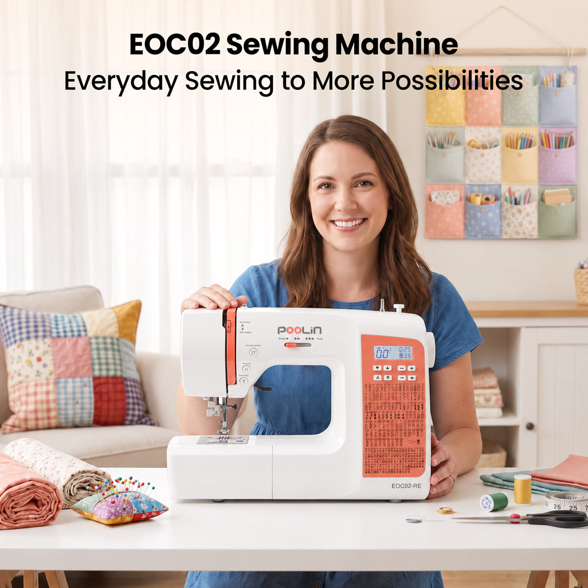 PooLin EOC02RE Computerized Sewing Machine for Beginners Friendly