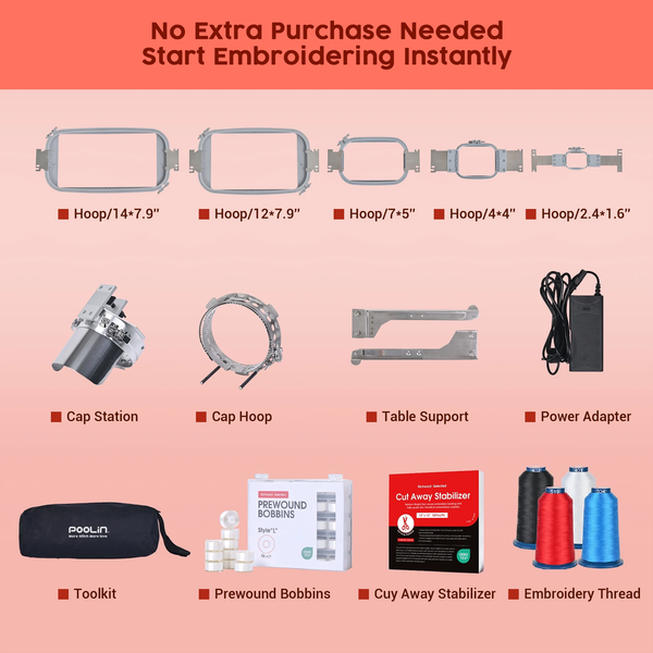 PooLin EOM Commercial Embroidery Machine 15-Needle Upgrade, Designed for Beginners