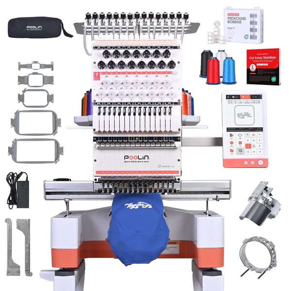PooLin EOM Commercial Embroidery Machine 15-Needle Upgrade, Designed for Beginners
