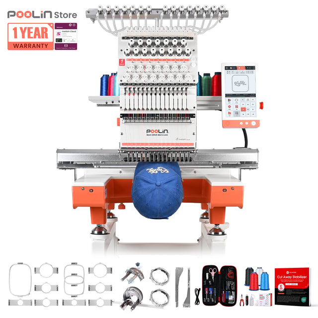 PooLin EOX Commercial Flagship Embroidery Machine –  15 Needles, Large 350mm×500mm Embroidery Area