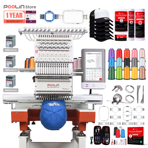PooLin EOX Commercial Flagship Embroidery Machine –  15 Needles, Large 350mm×500mm Embroidery Area