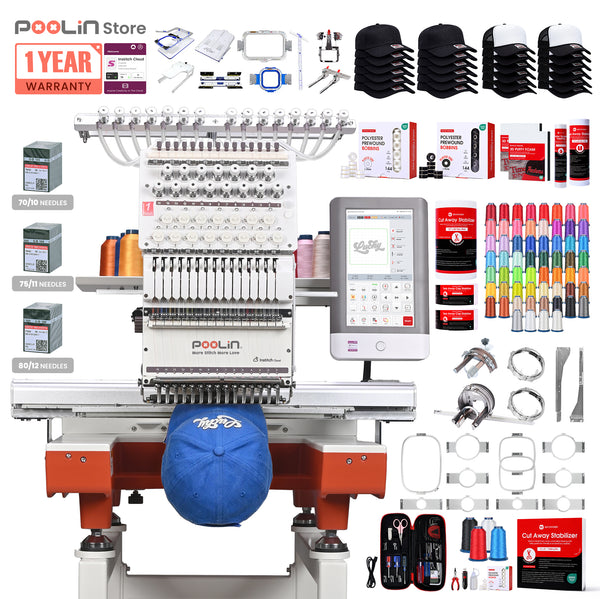 PooLin EOX Commercial Flagship Embroidery Machine –  15 Needles, Large 350mm×500mm Embroidery Area