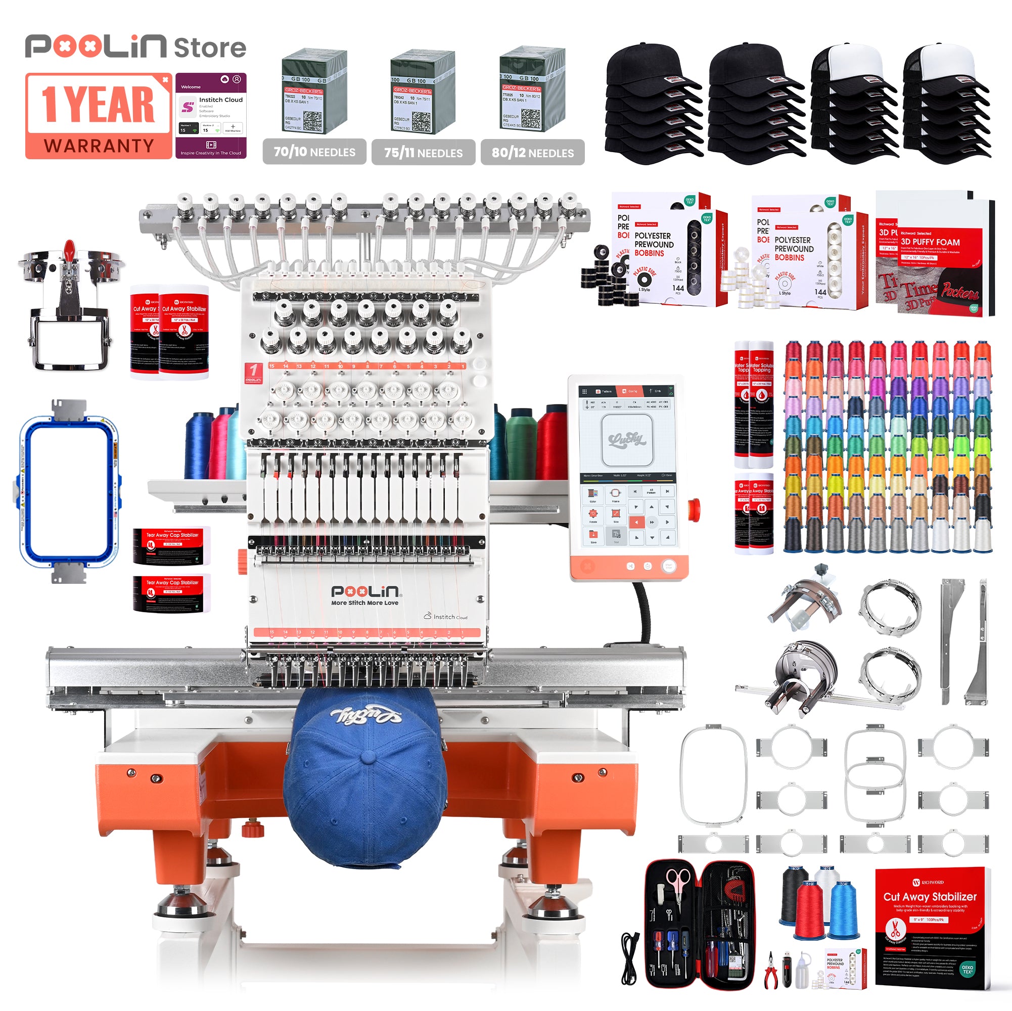 PooLin EOX Commercial Flagship Embroidery Machine – 15 Needles