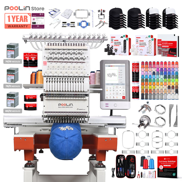 PooLin EOX Commercial Flagship Embroidery Machine –  15 Needles, Large 350mm×500mm Embroidery Area