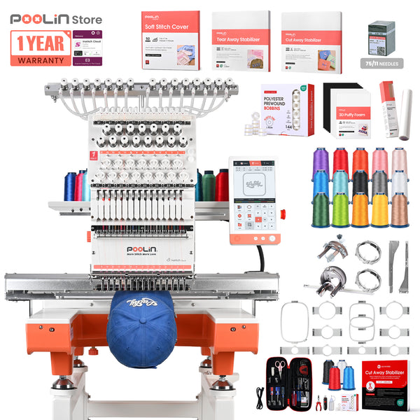 PooLin EOX Commercial Flagship Embroidery Machine –  15 Needles, Large 350mm×500mm Embroidery Area