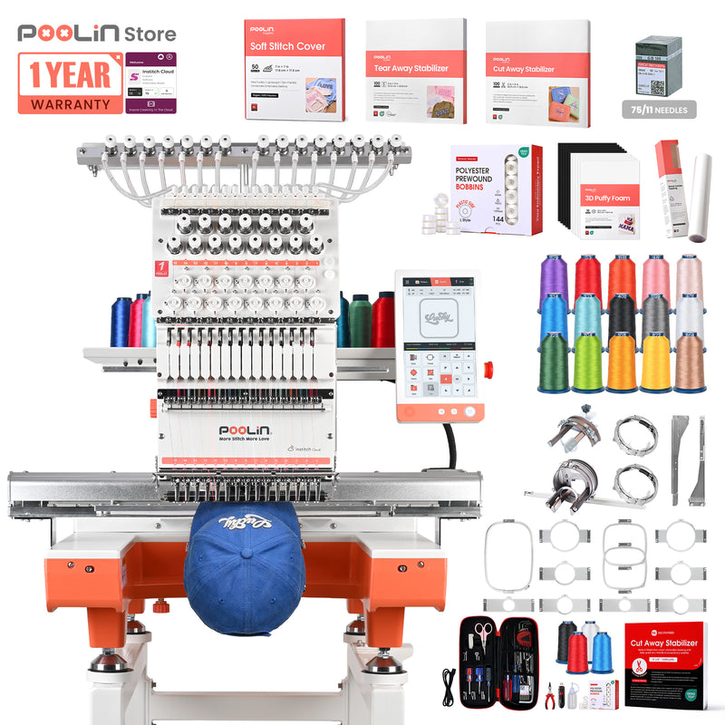 PooLin EOX Commercial Flagship Embroidery Machine –  15 Needles, Large 350mm×500mm Embroidery Area