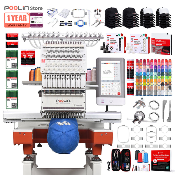 PooLin EOX Commercial Flagship Embroidery Machine –  15 Needles, Large 350mm×500mm Embroidery Area