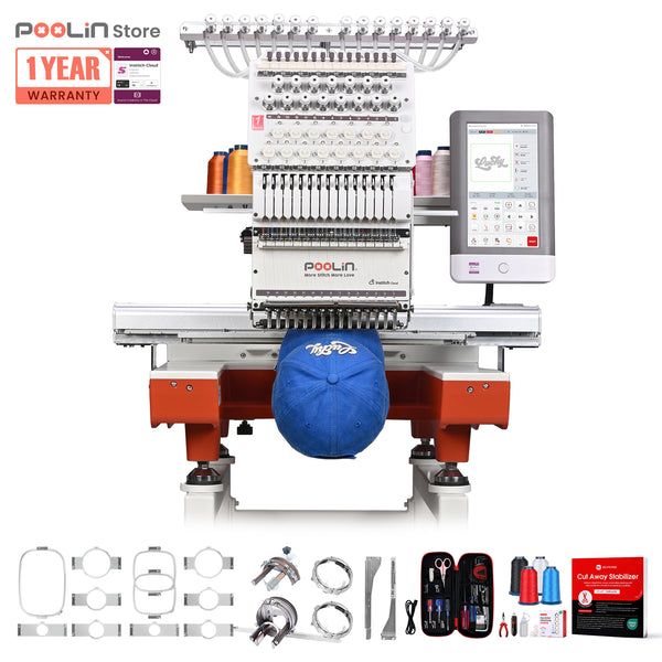 PooLin EOX Commercial Flagship Embroidery Machine –  15 Needles, Large 350mm×500mm Embroidery Area