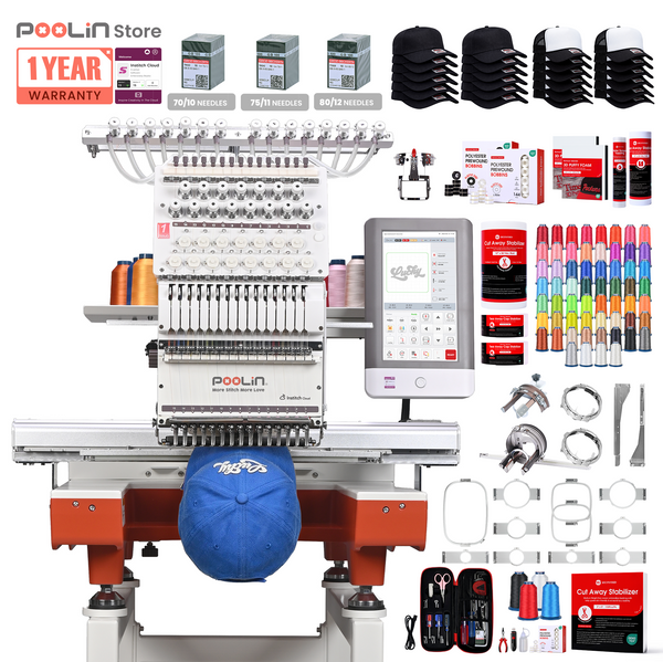 PooLin EOX Commercial Flagship Embroidery Machine –  15 Needles, Large 350mm×500mm Embroidery Area