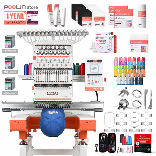 PooLin EOX Commercial Flagship Embroidery Machine –  15 Needles, Large 350mm×500mm Embroidery Area
