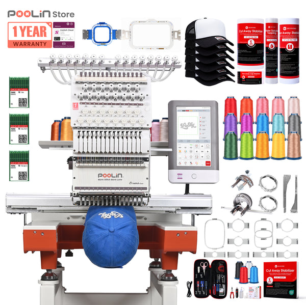 PooLin EOX Commercial Flagship Embroidery Machine –  15 Needles, Large 350mm×500mm Embroidery Area