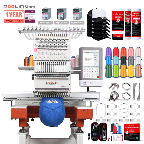 PooLin EOX Commercial Flagship Embroidery Machine –  15 Needles, Large 350mm×500mm Embroidery Area