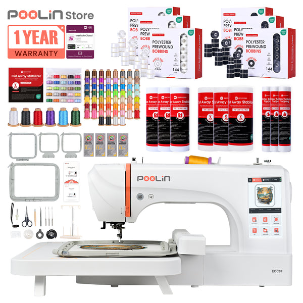 PooLin EOC07 7.9"x15" Embroidery Area Computerized Home Pro Embroidery Machine