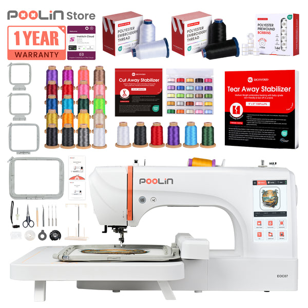 PooLin EOC07 7.9"x15" Embroidery Area Computerized Home Pro Embroidery Machine