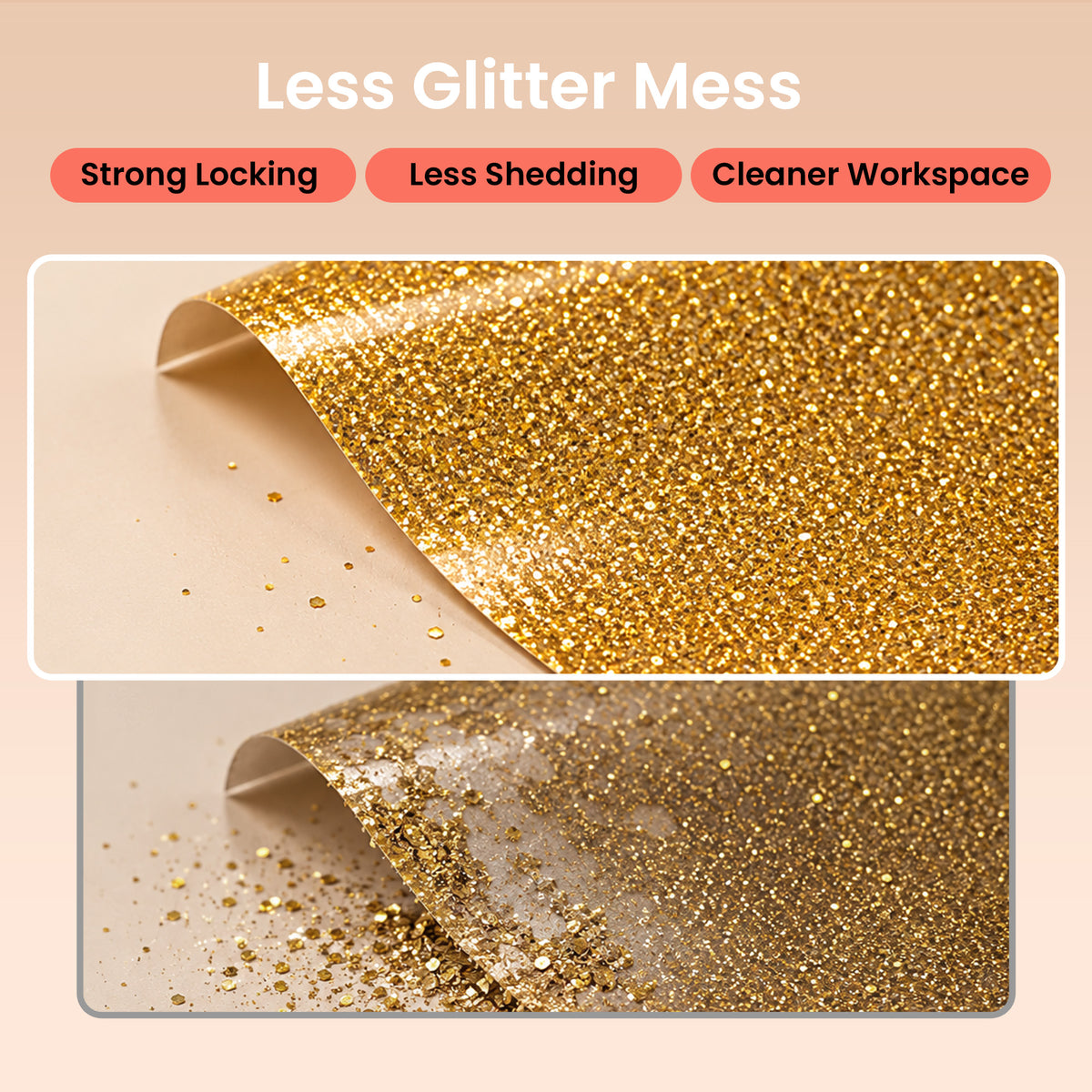 POOLIN Glitter Heat Transfer Vinyl Sheet Set, Gold 8 Colors, 10" x 12"