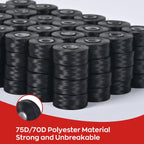 Poolin Magsnap Prewound Bobbins, Style L (SA155), 144pcs Black, 60WT Richword Selected Polyester Bobbin Thread for Commercial Multi-Needle Embroidery Machines