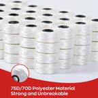 Poolin Magsnap Prewound Bobbins, Style L (SA155), 144pcs White, 60WT Richword Selected Polyester Bobbin Thread for Commercial Multi-Needle Embroidery Machines