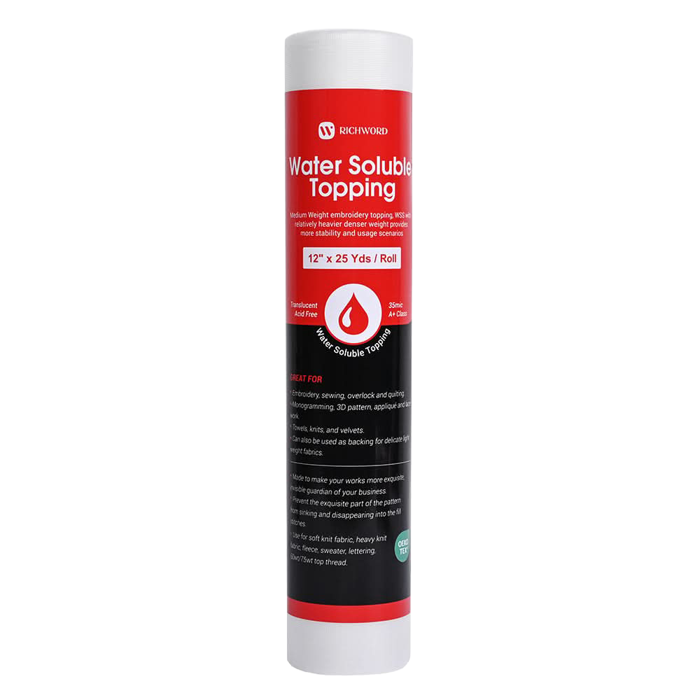 PooLin Wash Away Water Soluble Embroidery Topping Film Roll 12in x 25Yards 35μm 1pc