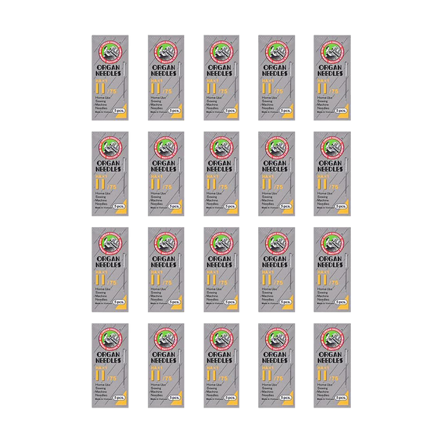 ORGAN HAx1 Nm75/11 FLAT SHANK Embroidery Needle  for Homeuse embroidery and sewing machine (including PooLin EOC series) 20packs