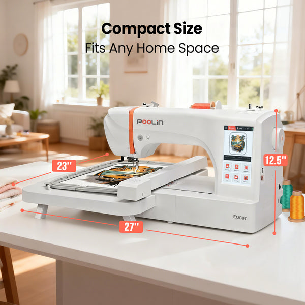 POOLIN EOC07 7.9"x15" Embroidery Area Computerized Home Pro Embroidery Machine