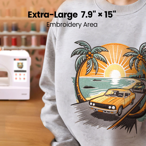 POOLIN EOC07 7.9"x15" Embroidery Area Computerized Home Pro Embroidery Machine