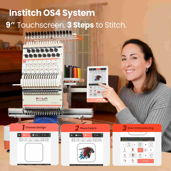 PooLin EOM Commercial Embroidery Machine 15-Needle Upgrade, Designed for Beginners