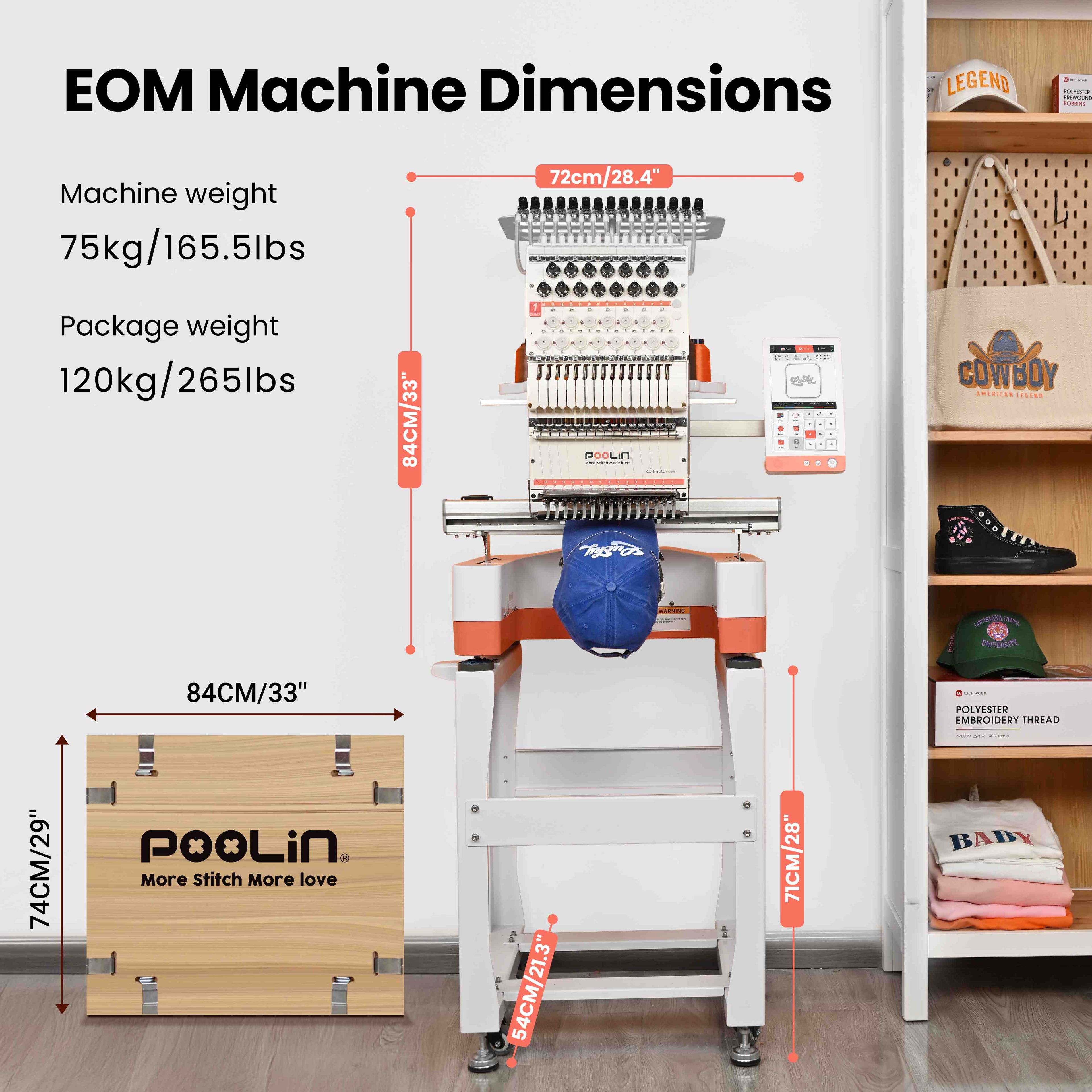 PooLin EOM Commercial Embroidery Machine 15-Needle Upgrade, Designed for Beginners
