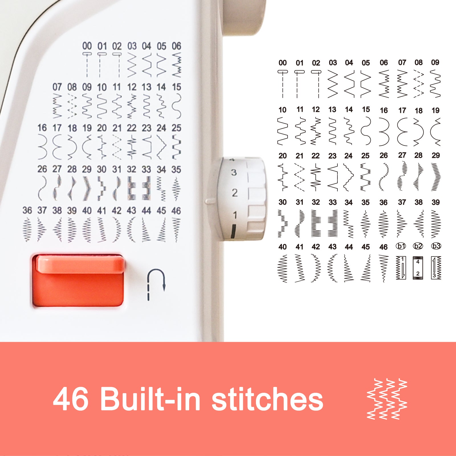 PooLin EOC01 Computerized Sewing Machine, 107 Stitches, Twin Needle