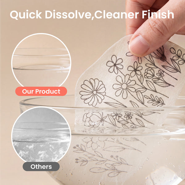 PooLin Sticky Water Soluble Stabilizer Paper 8.5" x 11" Sticky & Wash-Away Embroidery Backing 10 Sheets for Machine & Hand Embroidery