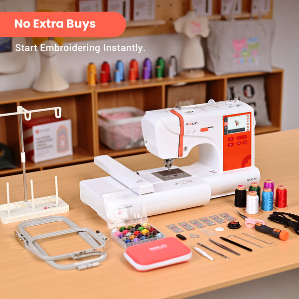 PooLin EOC03RE Your Home Automatic Embroidery Machine Computerized for Beginners