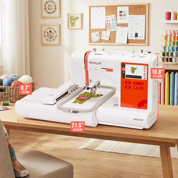 PooLin EOC03RE Your Home Automatic Embroidery Machine Computerized for Beginners