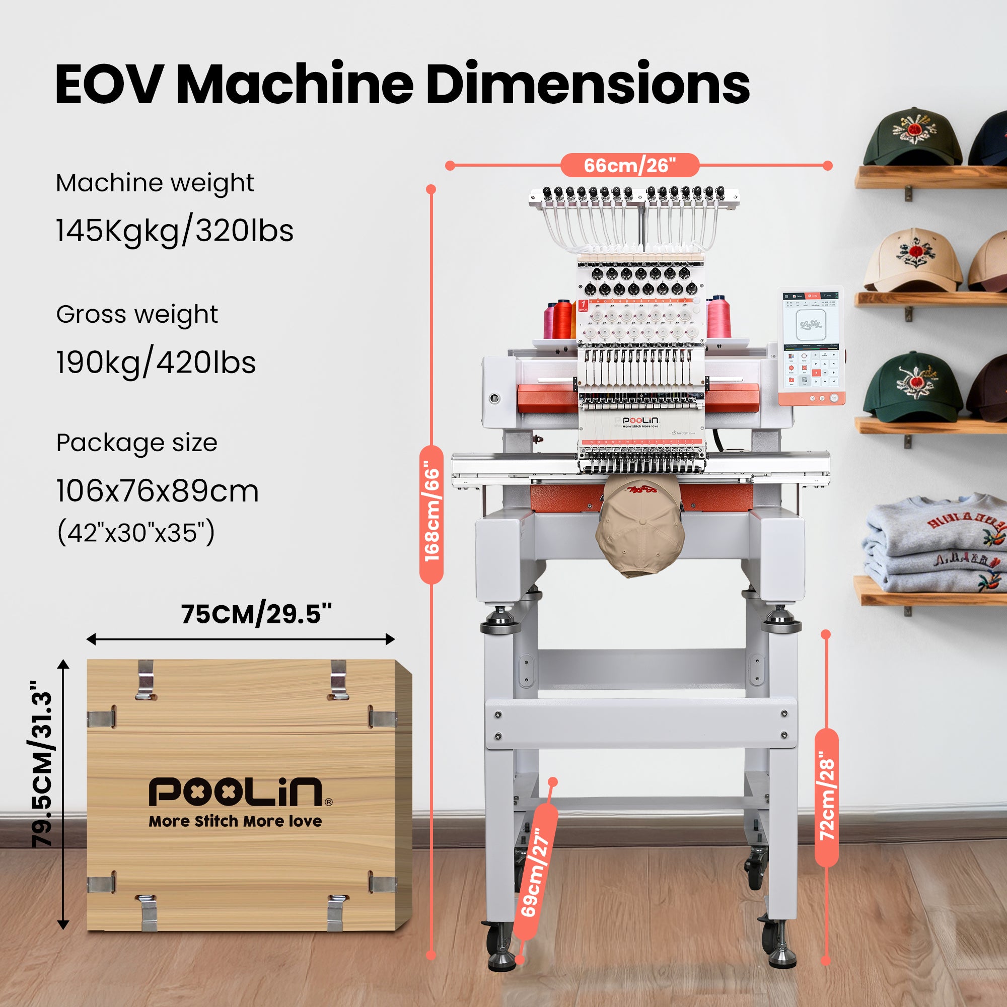 PooLin EOV 15-Needle Commercial Embroidery Machine Built for Hats. Made for More.