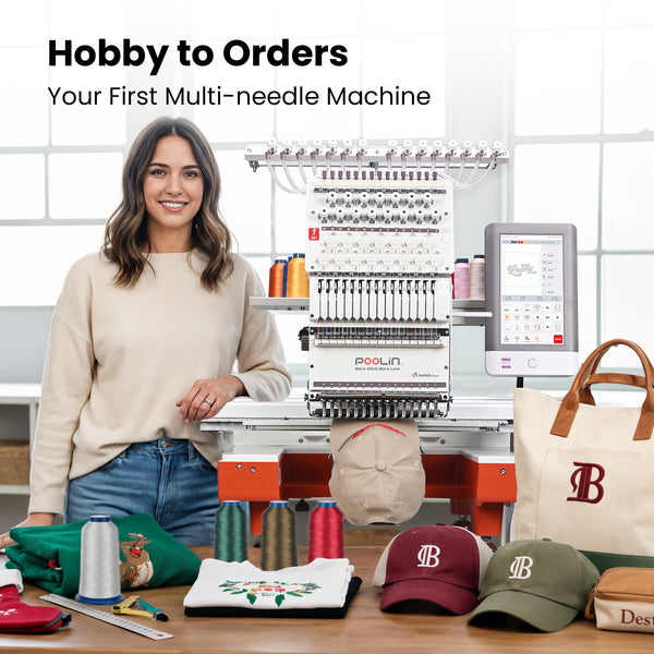 PooLin EOX Commercial Flagship Embroidery Machine –  15 Needles, Large 350×500mm Embroidery Area