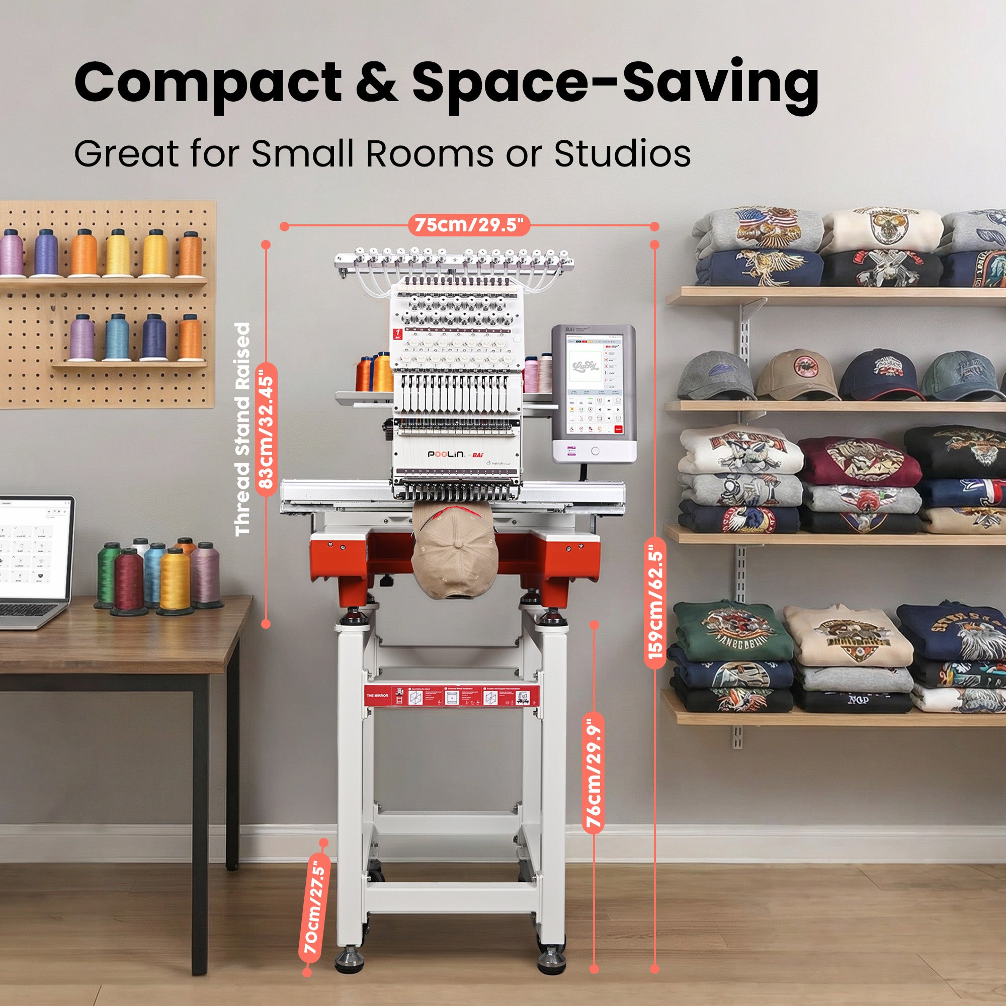 PooLin EOX Commercial Flagship Embroidery Machine –  15 Needles, Large 350mm×500mm Embroidery Area