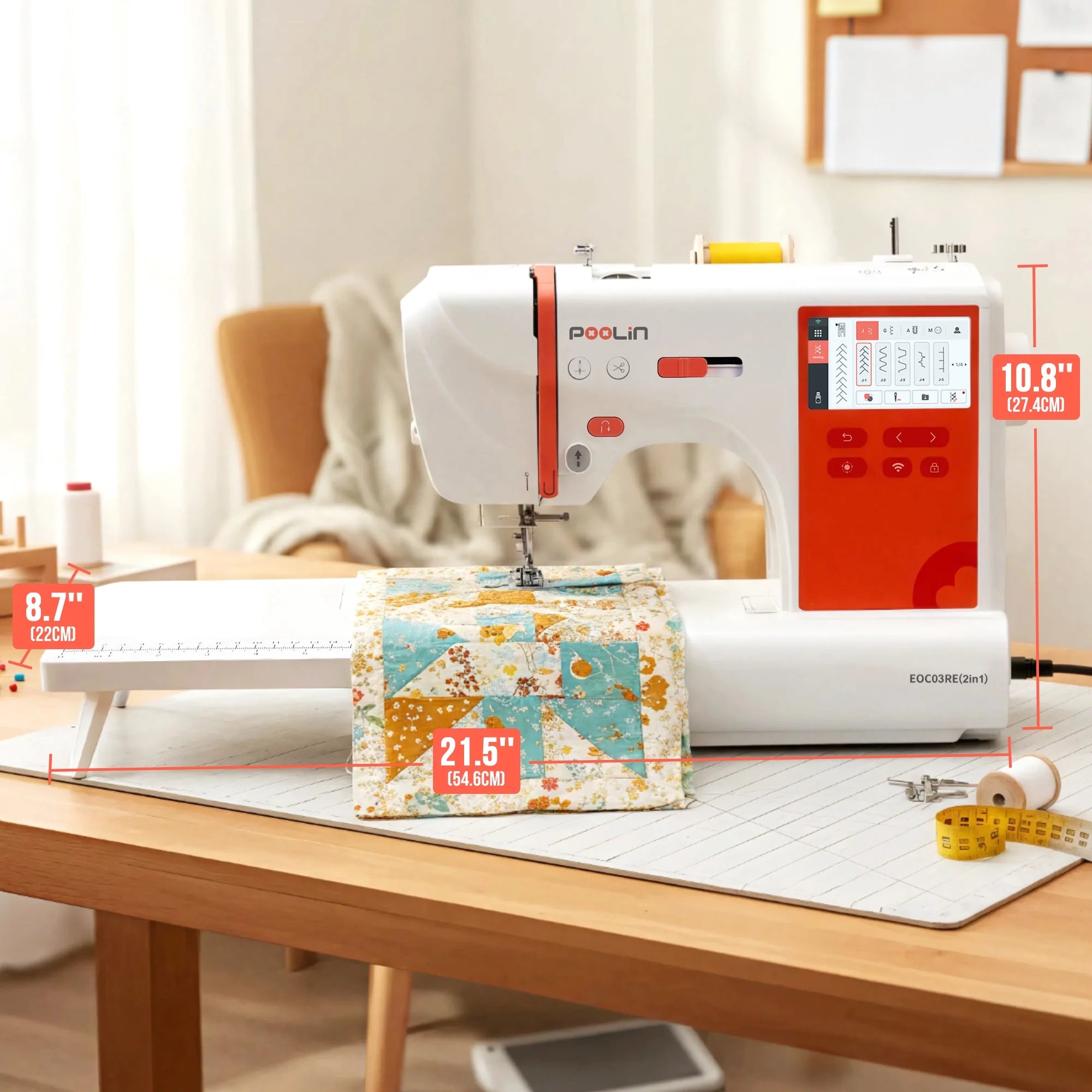 Poolin EOC03 (2in1) Newest homeuse automatic embroidery machine computerized for Crafters and Start Business