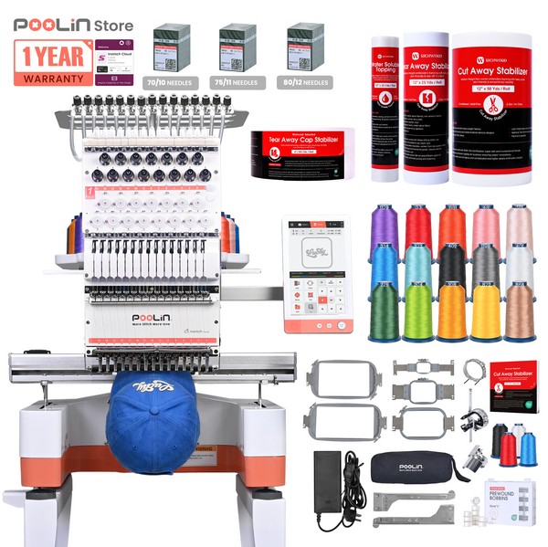 PooLin EOM Commercial Embroidery Machine 15-Needle Upgrade, Designed for Beginners